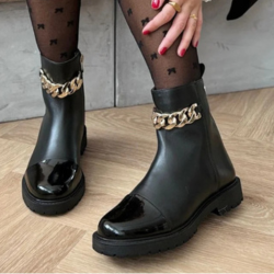 COPENHAGEN SHOES - STØVLE - FLOWER EYES PATENT - SORT/GULD