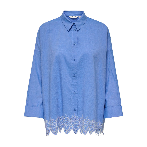 ONLY - SKJORTE - GRACES TULUM 15343165 - BLUE BONNET/BRIGHT WHITE EMB.