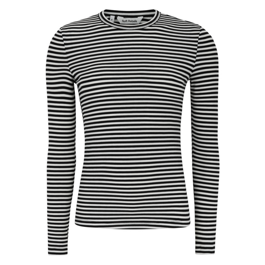 SOFT REBELS - BLUSE - FENJA SR124-303 - SORT STRIB