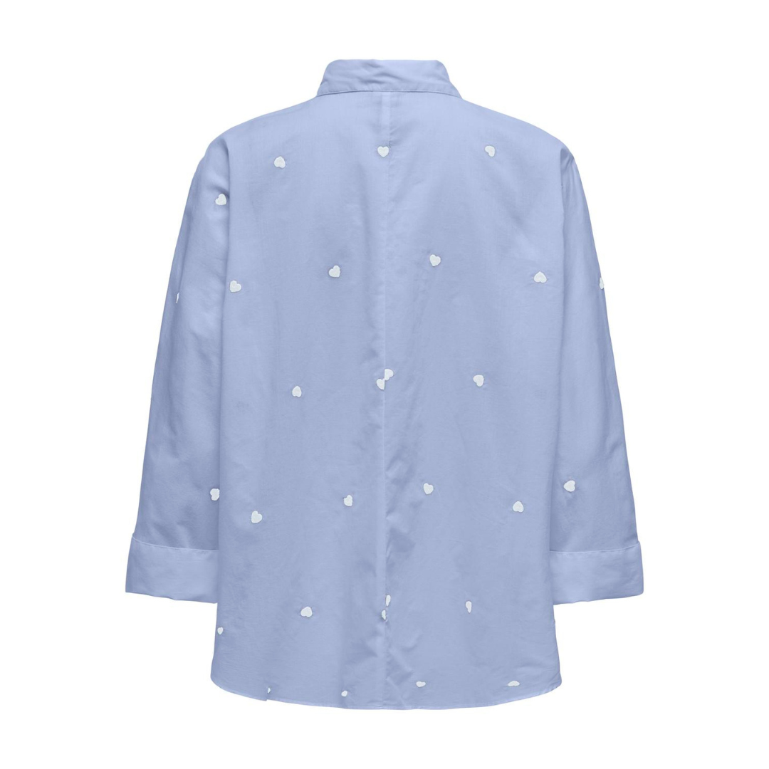 ONLY - SKJORTE - NEW LINA 15283743 - BRUNNERA BLUE/BRIGHT WHITE HEARTS
