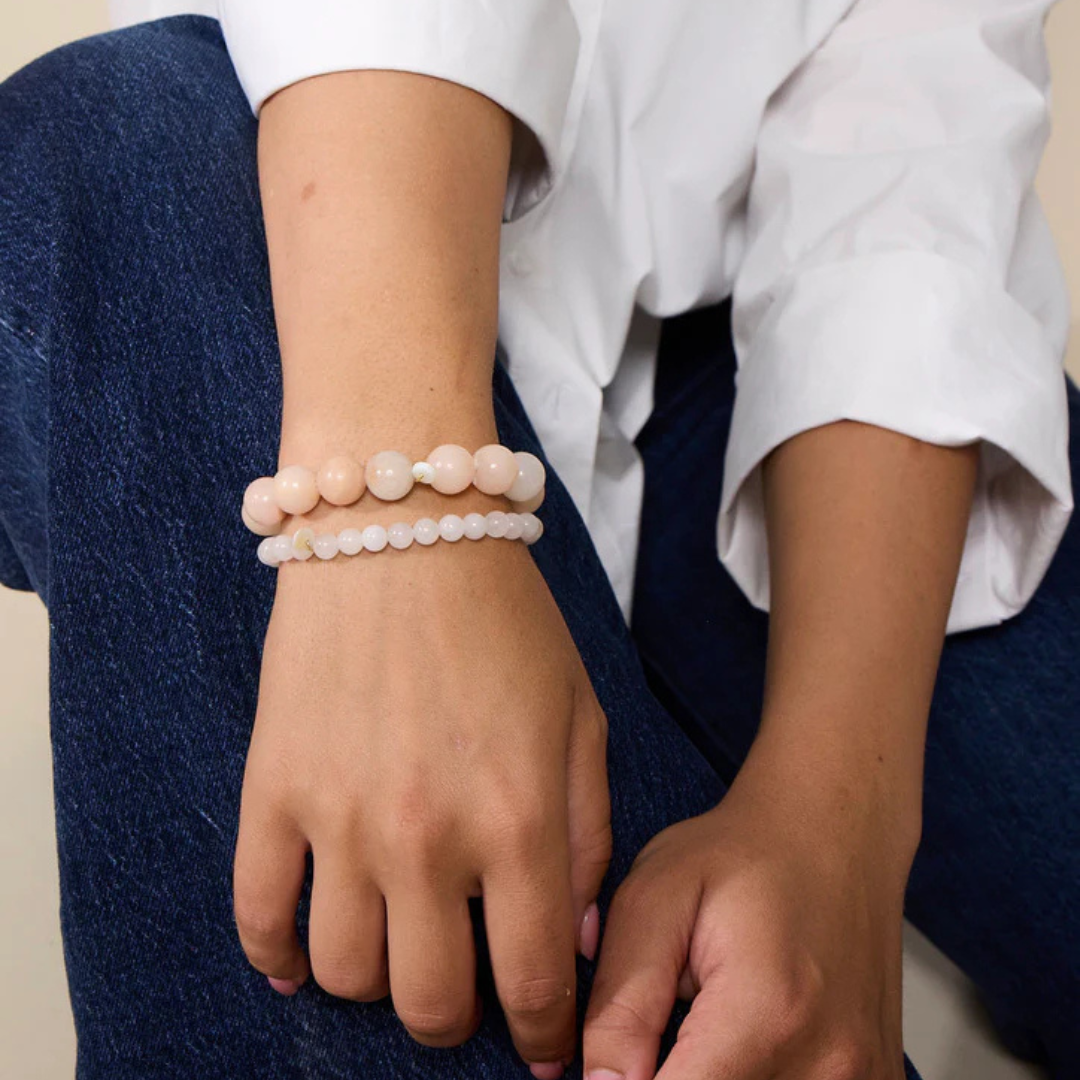 SOÏ - KRYSTAL ARMBÅND - CHUNKY ROSA JADE 12 MM.