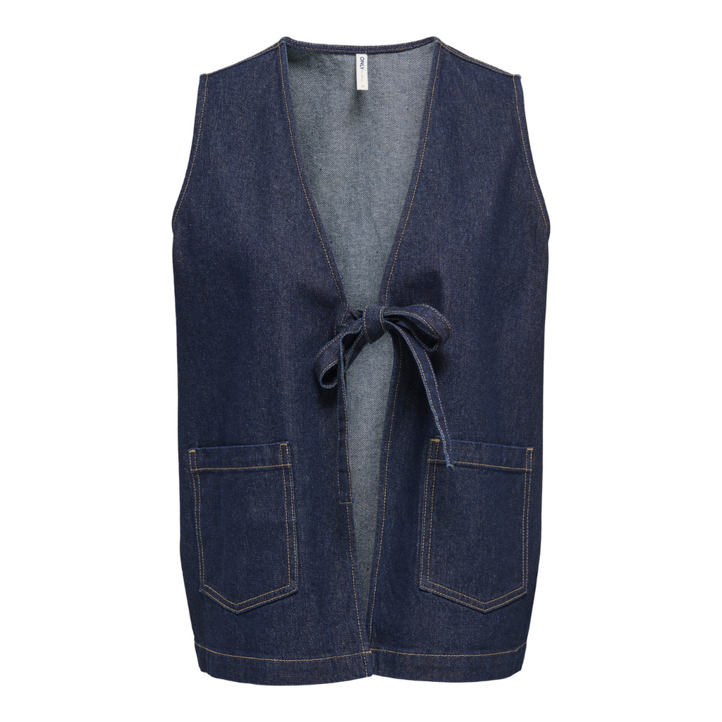 ONLY - VEST - IDA TIE 15354435 - DARK BLUE DENIM
