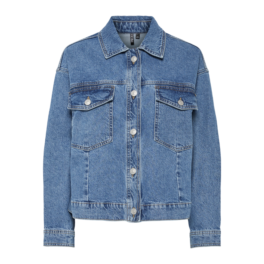 PIECES - DENIMJAKKE - ELMA 17154493 - MEDIUM BLUE DENIM