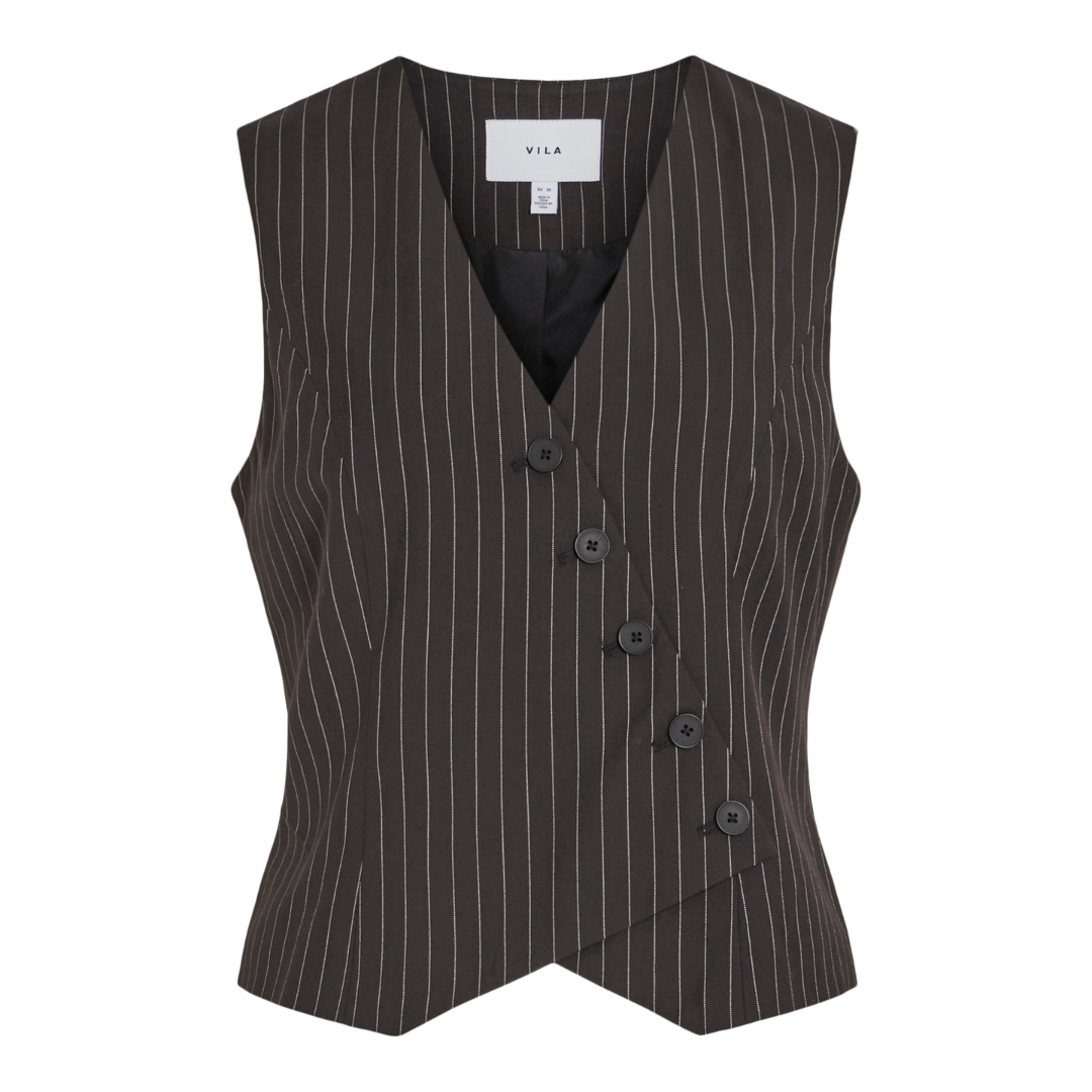 VILA - VEST - ESMA 14101187 - BLACK BEAUTY/BIRCH STRIPES
