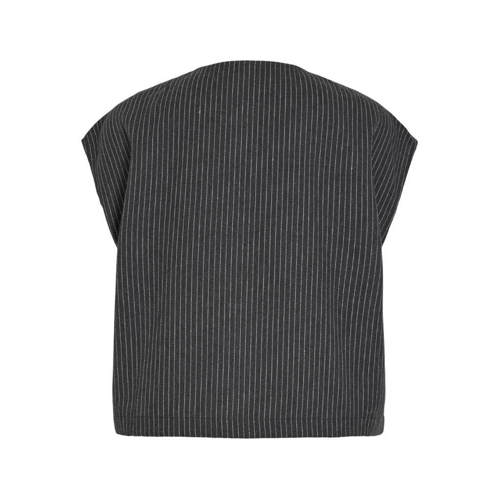 VILA - VEST - KABA ZIPPER 14105831 - POPPY SEED PINSTRIPE