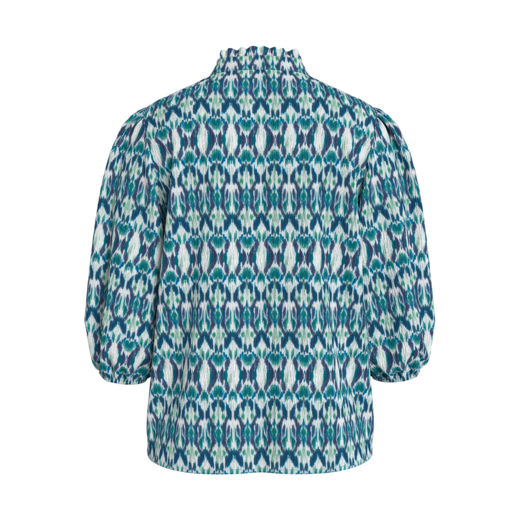 VILA - BLUSE - NELLE 14107972 - SNOW WHITE/GRAPHIC BLUE