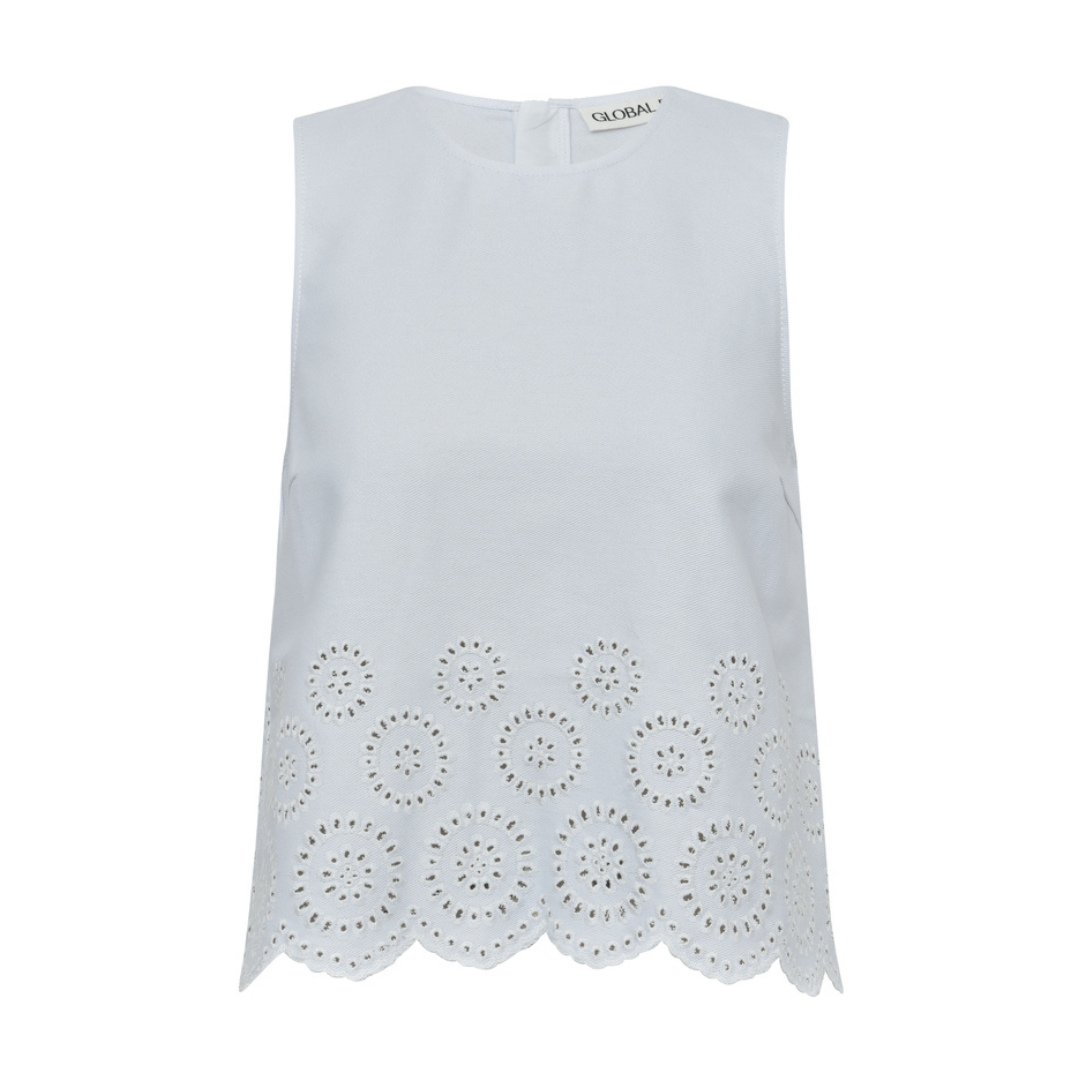 GLOBAL FUNK - TOP - RIHNE SCALLOP 73770286 - WHITE