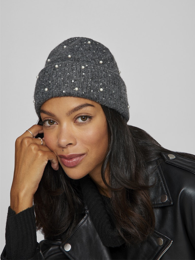VILA - HUE - SUMMER - BEANIE - 14099942 -  DARK GREY MEL