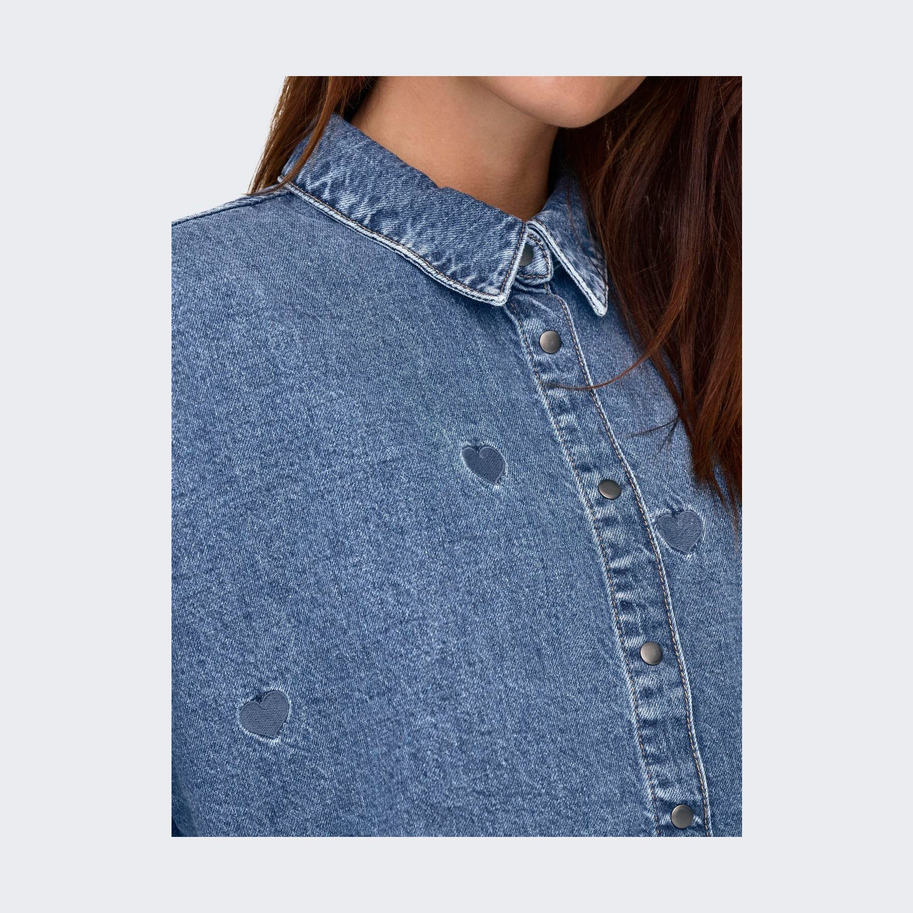 ONLY - SKJORTE - GRACE 15347081 - MEDIUM BLUE DENIM