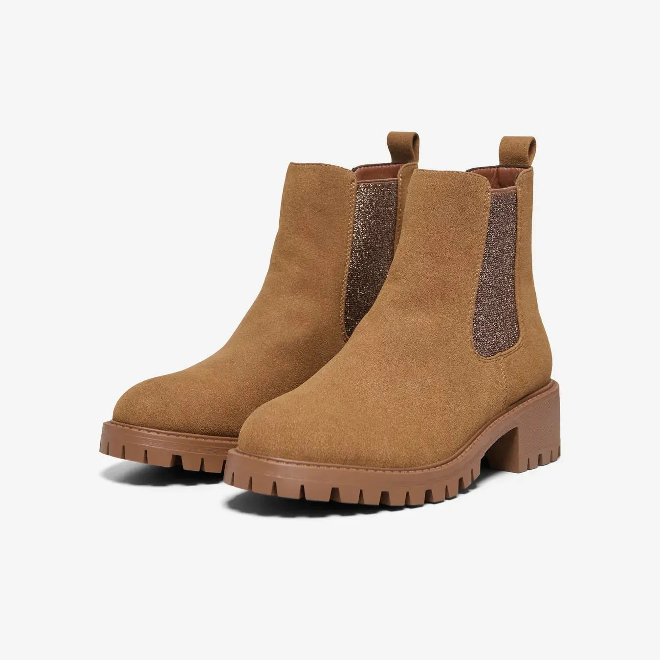 ONLY - STØVLE - ZOE NUBUCK PU - 15356864 - COGNAC DETAIL MACH LUREX