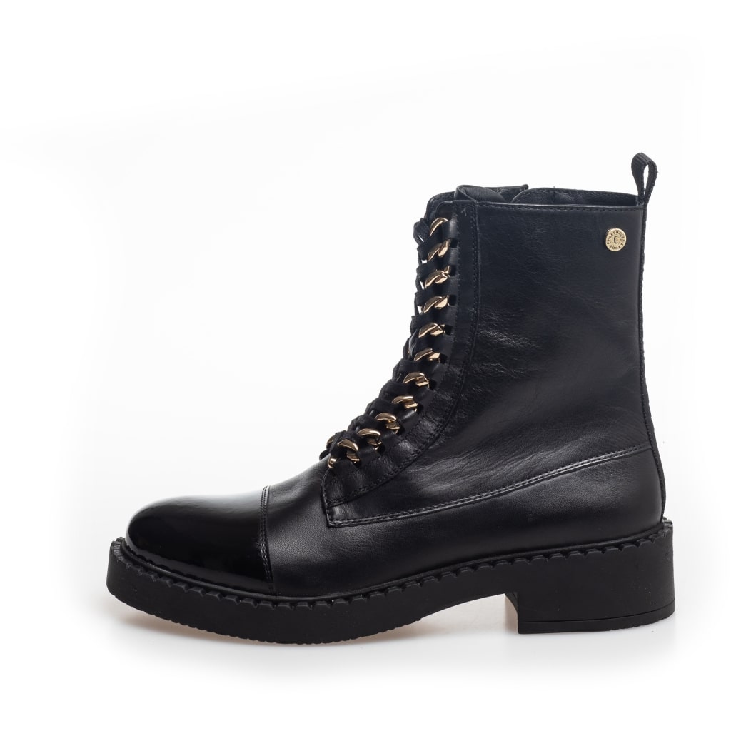 COPENHAGEN SHOES - STØVLE - NEW ROCK PATENT CS7047 - SORT/GULD