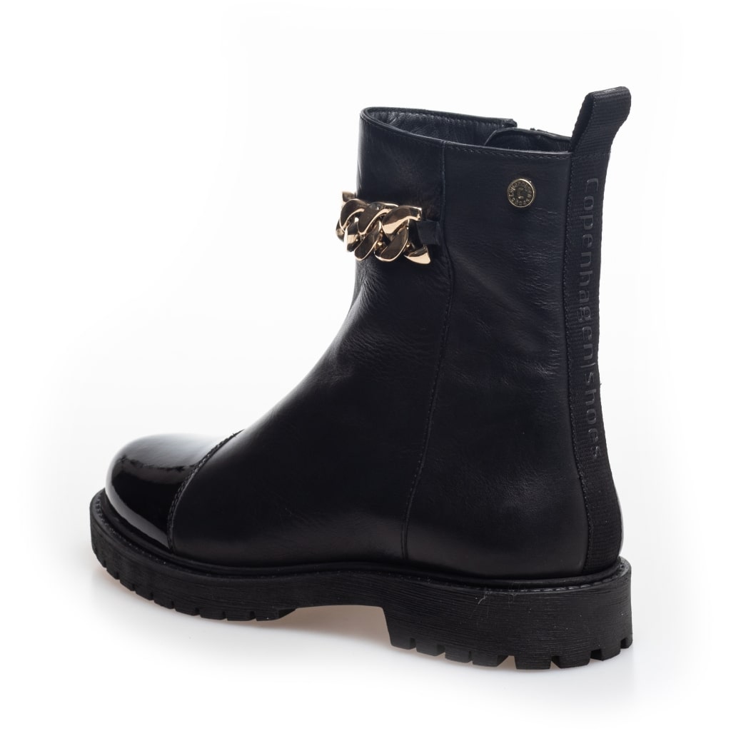 COPENHAGEN SHOES - STØVLE - FLOWER EYES PATENT - SORT/GULD