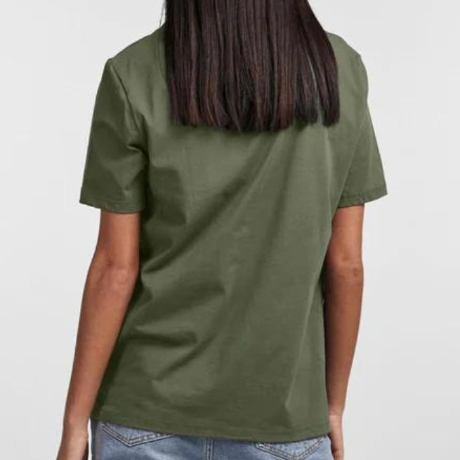 PIECES - T-SHIRTS - RIA SOLID 17140802 - DEEP LICHEN GREEN