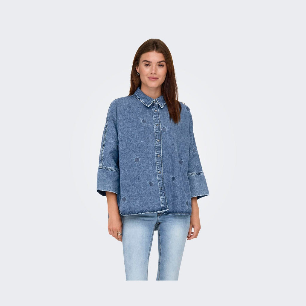 ONLY - SKJORTE - GRACE 15347081 - MEDIUM BLUE DENIM