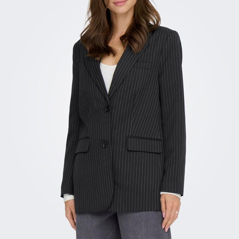 ONLY - BLAZER - REINA 15311367 - BLACK/CLOUD DANCER PINSTRIPES