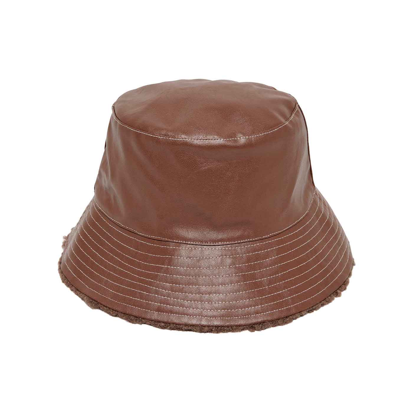 ONLY - BØLLEHAT - JOLINE PU 15274975 - CHOCOLATE MARTINE