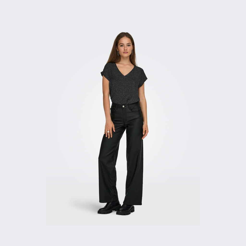 ONLY - TOP - CAROL 15360960 - BLACK/SILVER GLITTER
