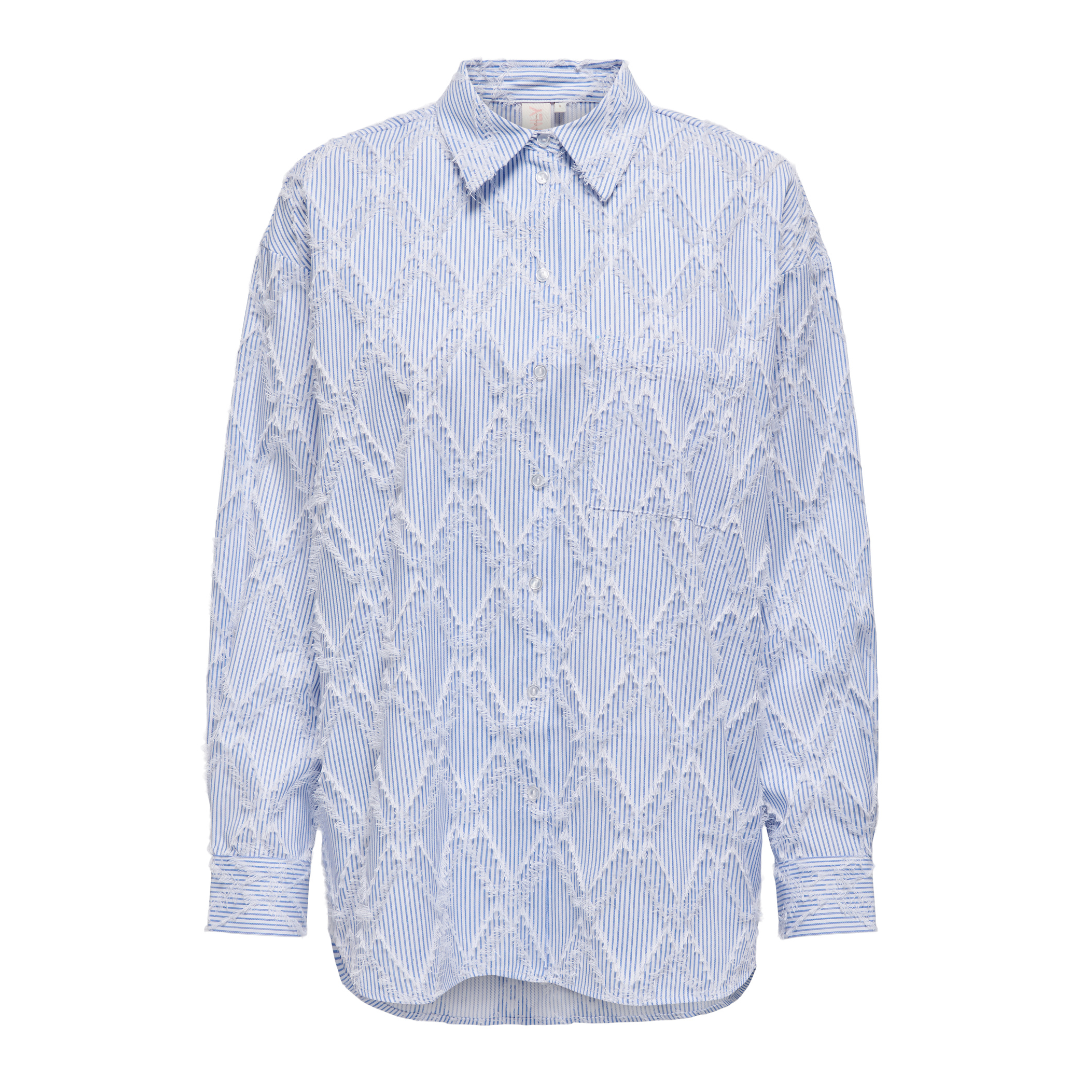 ONLY - SKJORTE - BENI 15334067 - BRIGHT WHITE STRIPES/EBB AND FLOW