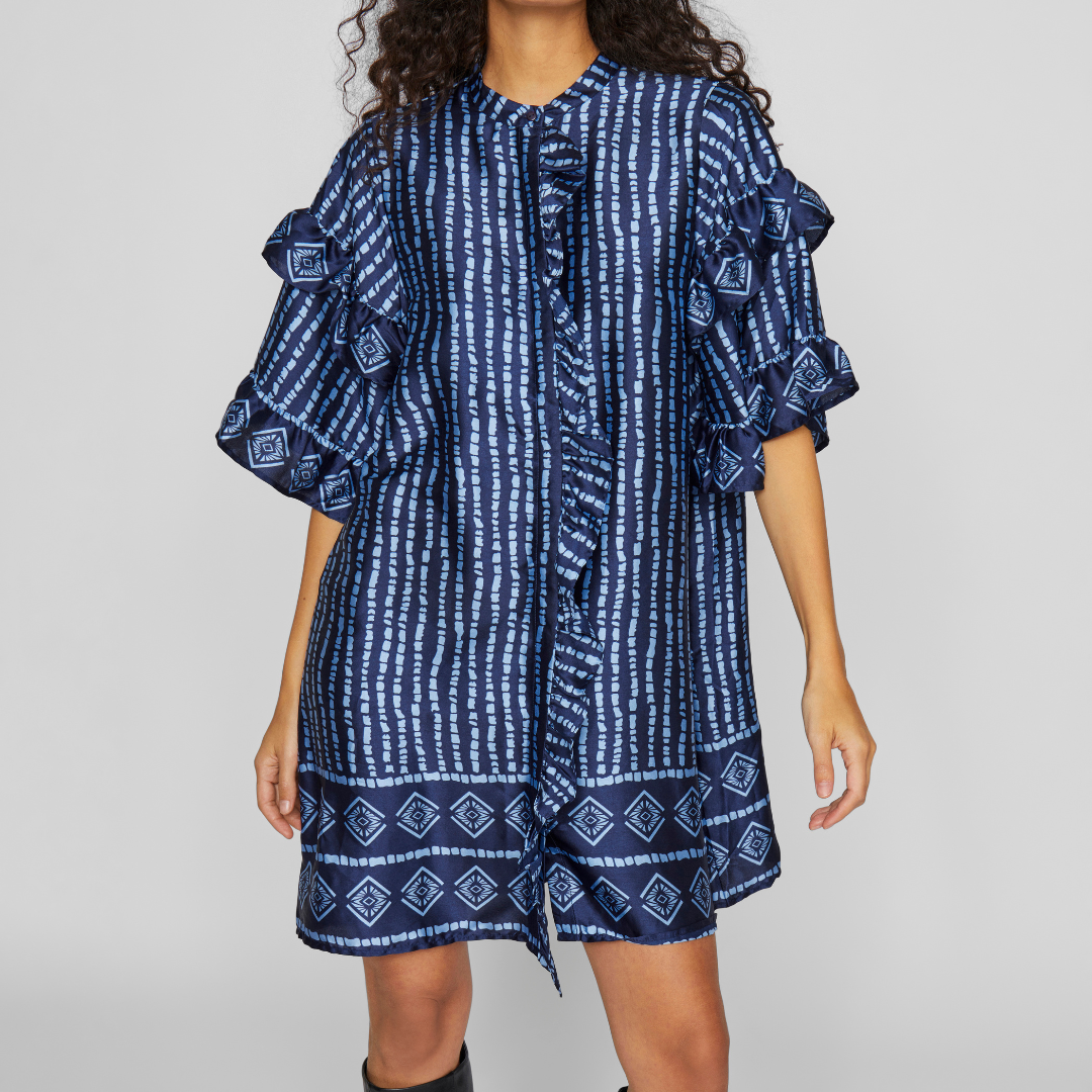 VILA - KJOLE - KAVAS 2/4 FRILL 14101927 - NAVY BLAZER