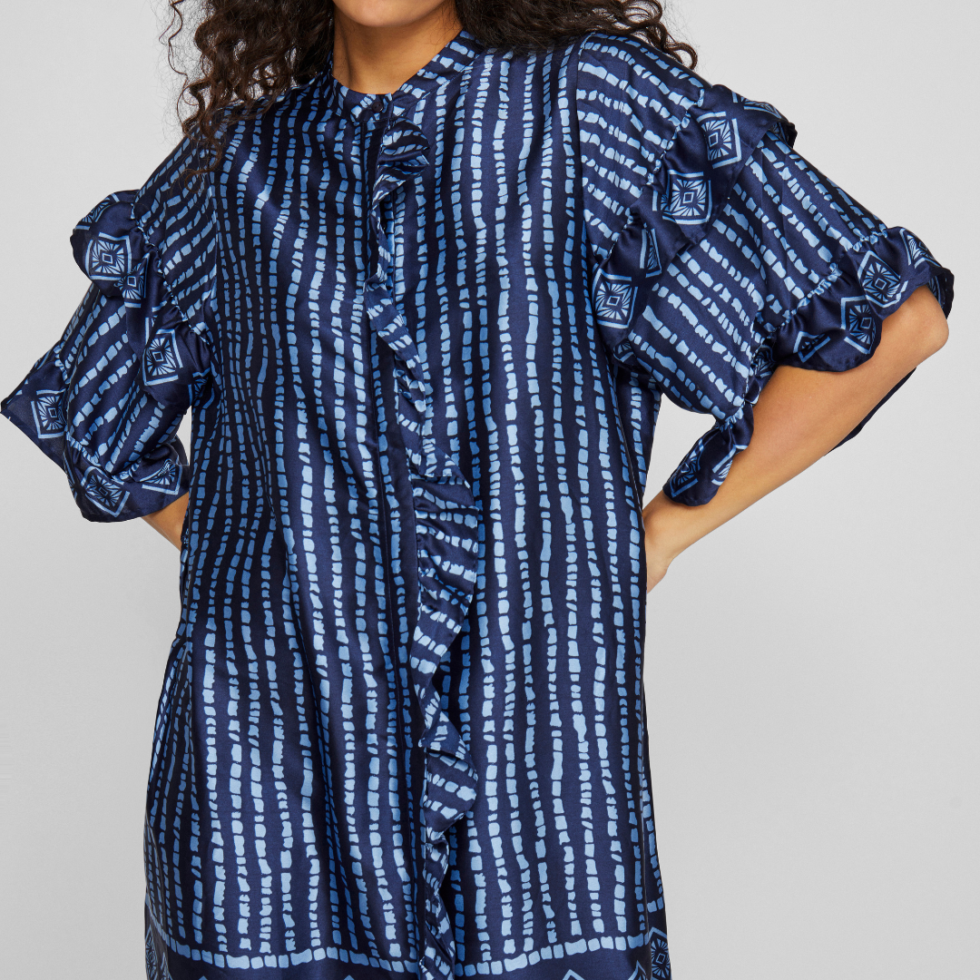 VILA - KJOLE - KAVAS 2/4 FRILL 14101927 - NAVY BLAZER