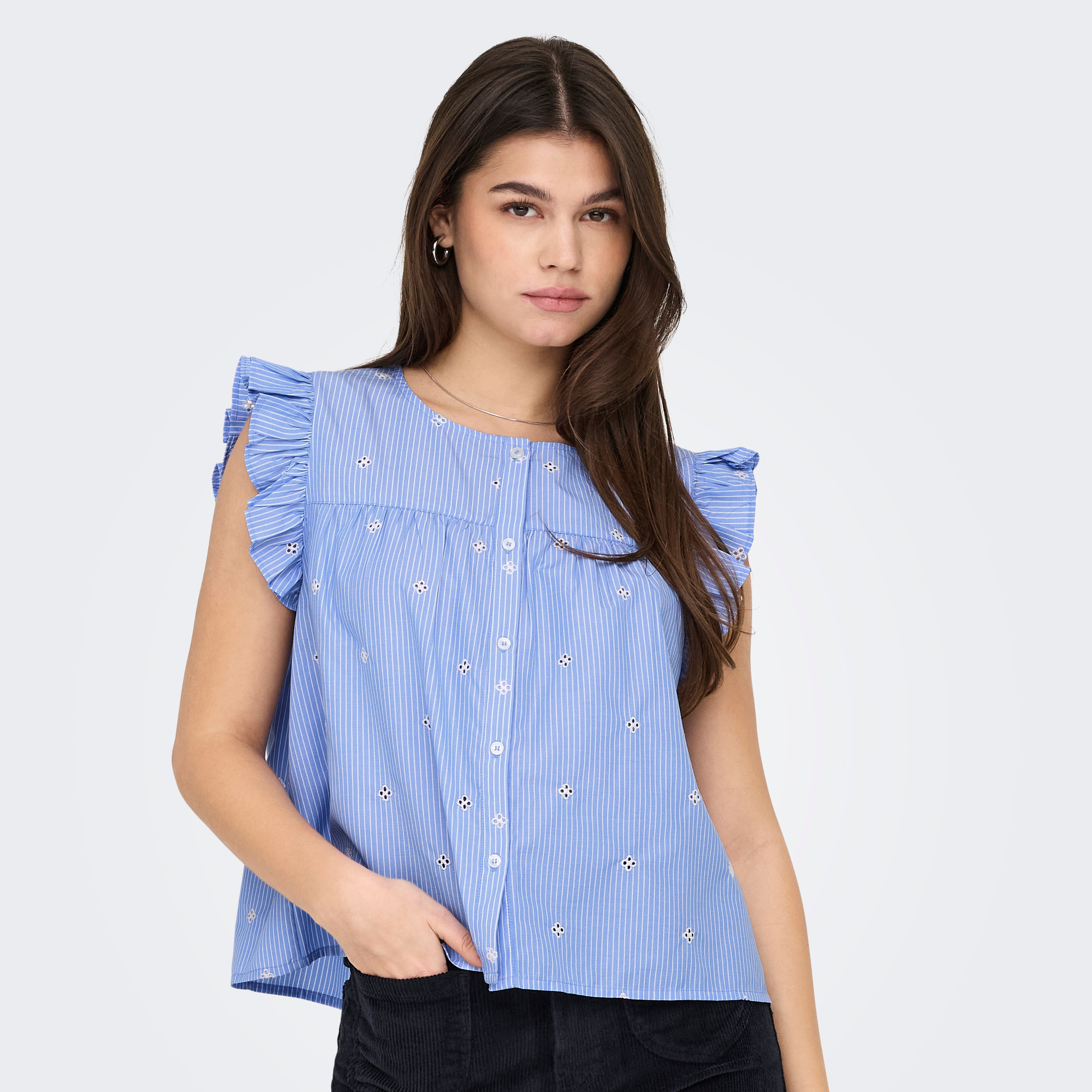 ONLY - TOP - AMANDA 15341412 - CORONET BLUE STRIPES/WHITE