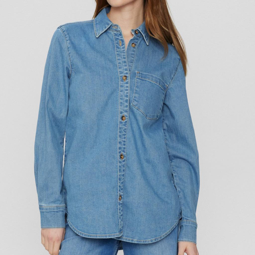 NÜMPH - DENIMSKJORTE - AMBER 705020 - LIGHT BLUE DENIM