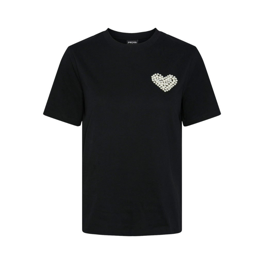 PIECES - T-SHIRT - RIA 17144649 - BLACK PEARL HEART