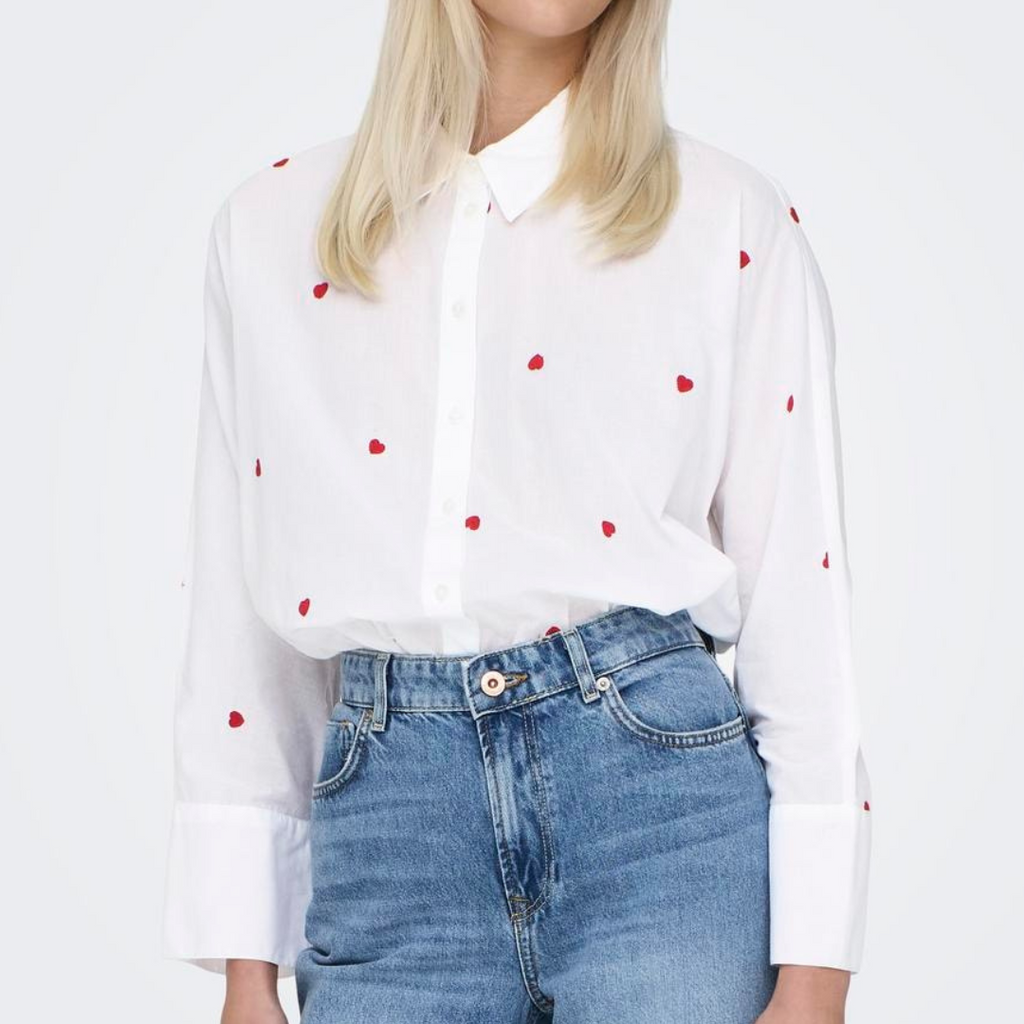 ONLY - SKJORTE - NEW LINA 15283743 - BRIGHT WHITE/HEART