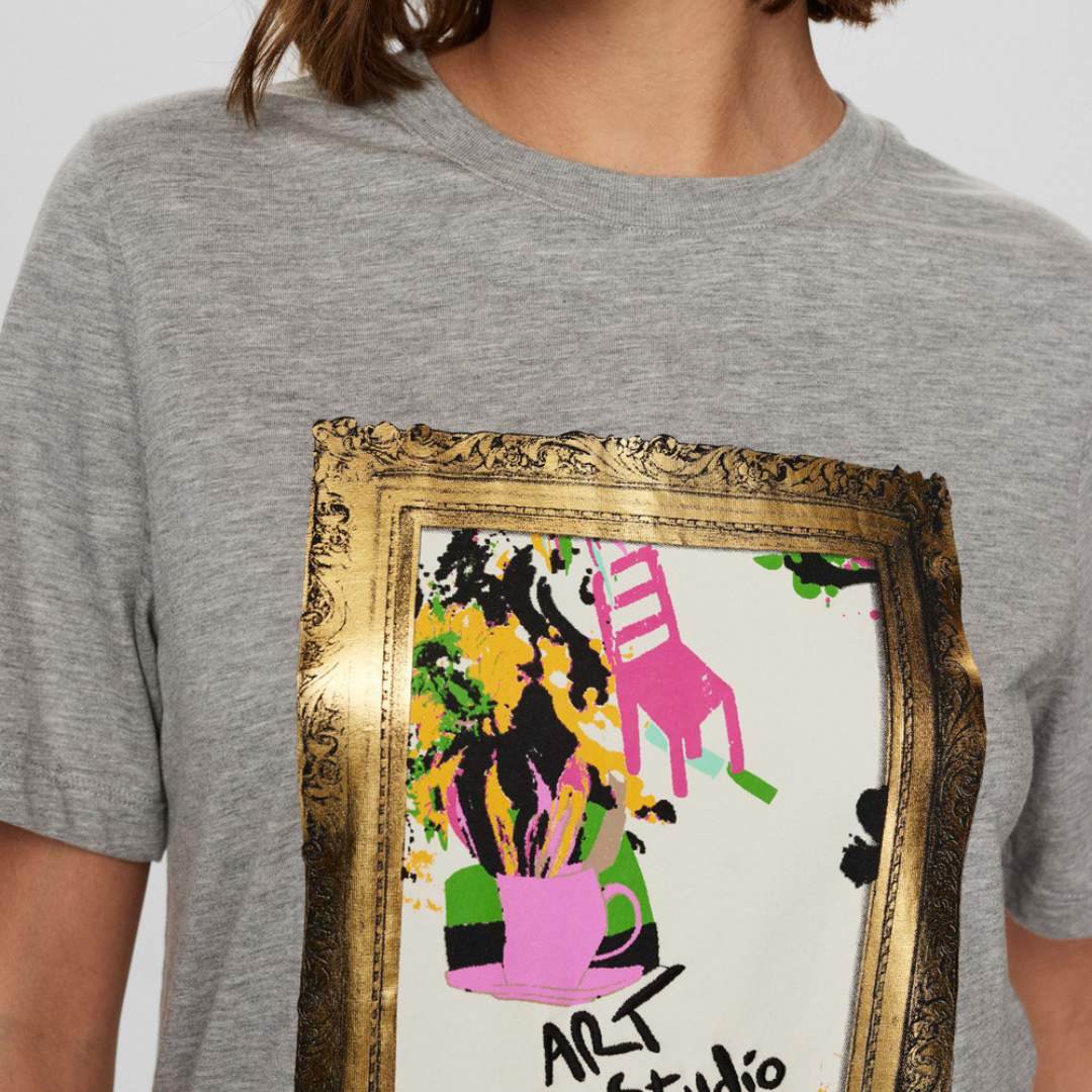NÜMPH - T-SHIRT - MAGDA 704573 - LIGHT GREY MELANGE