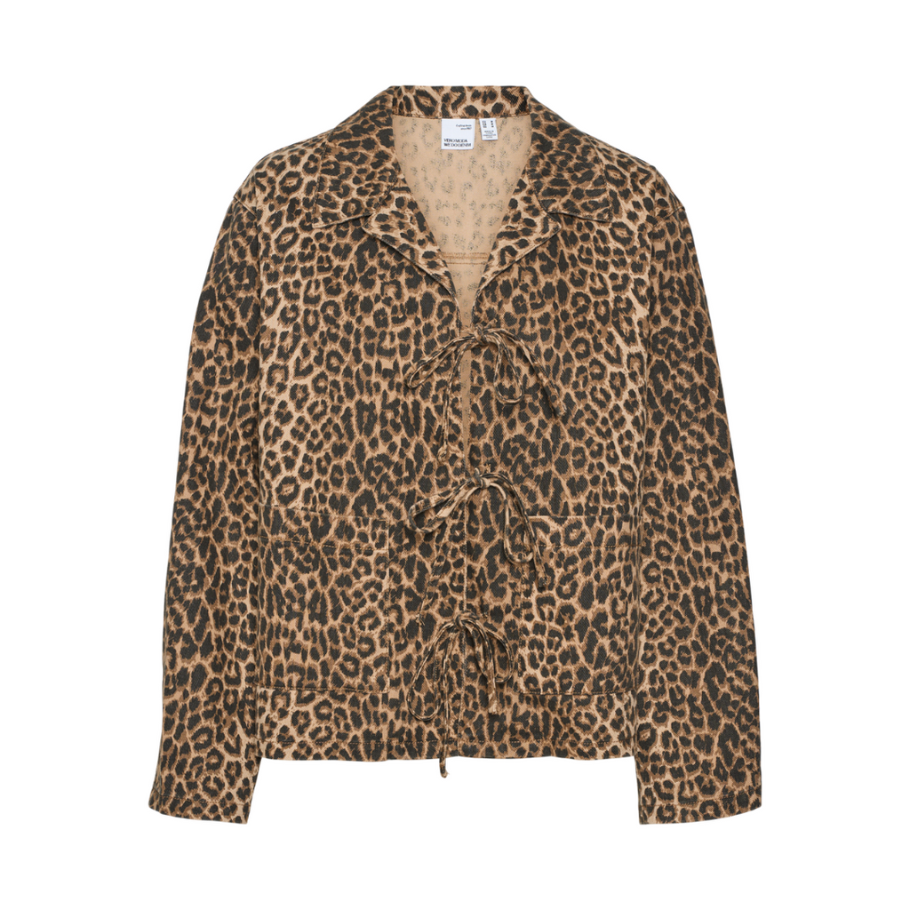 VERO MODA - DENIMJAKKE - KIRBY BOW 10327896 - SILVER MINK/LEOPARD