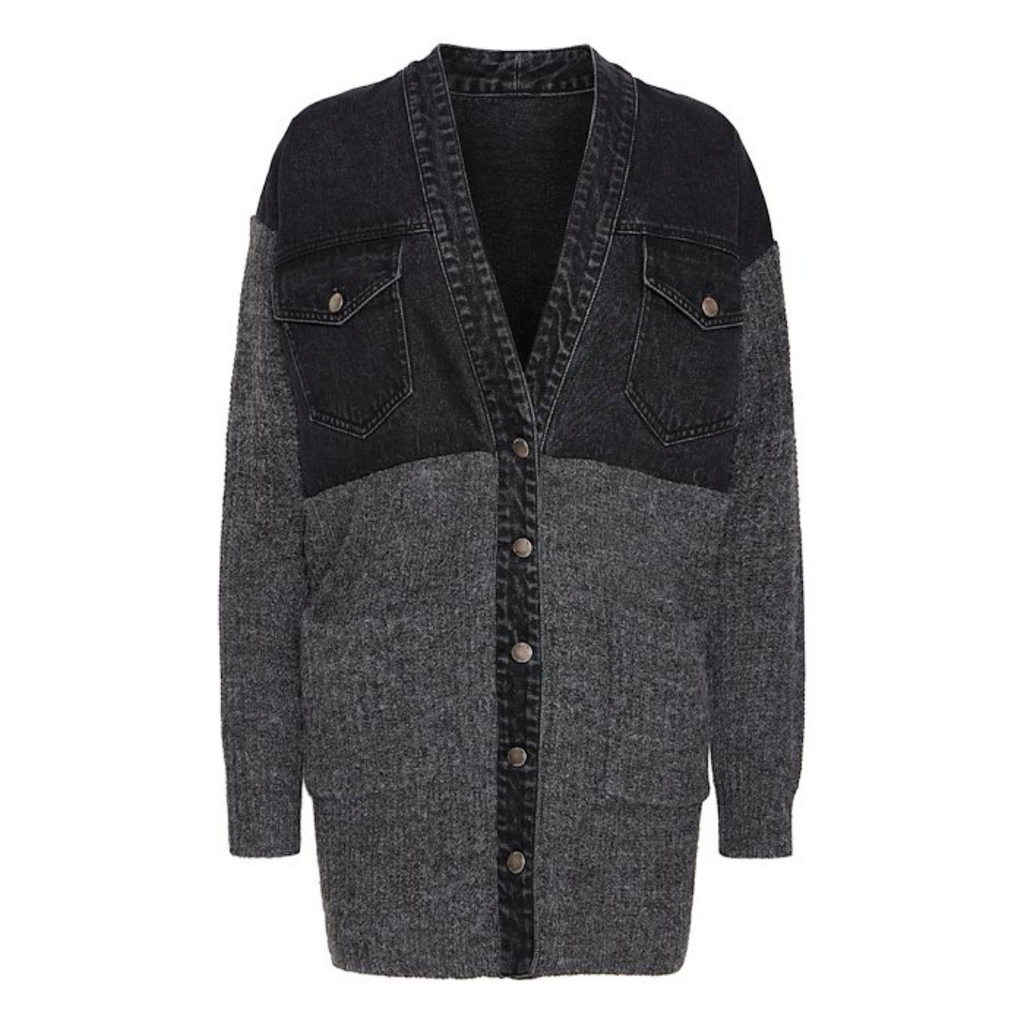 PULZ - CARDIGAN - ANKE 50207876 - BLACK DENIM