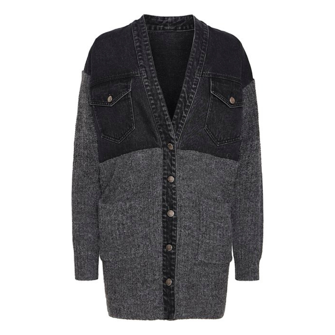 PULZ - CARDIGAN - ANKE 50207876 - BLACK DENIM