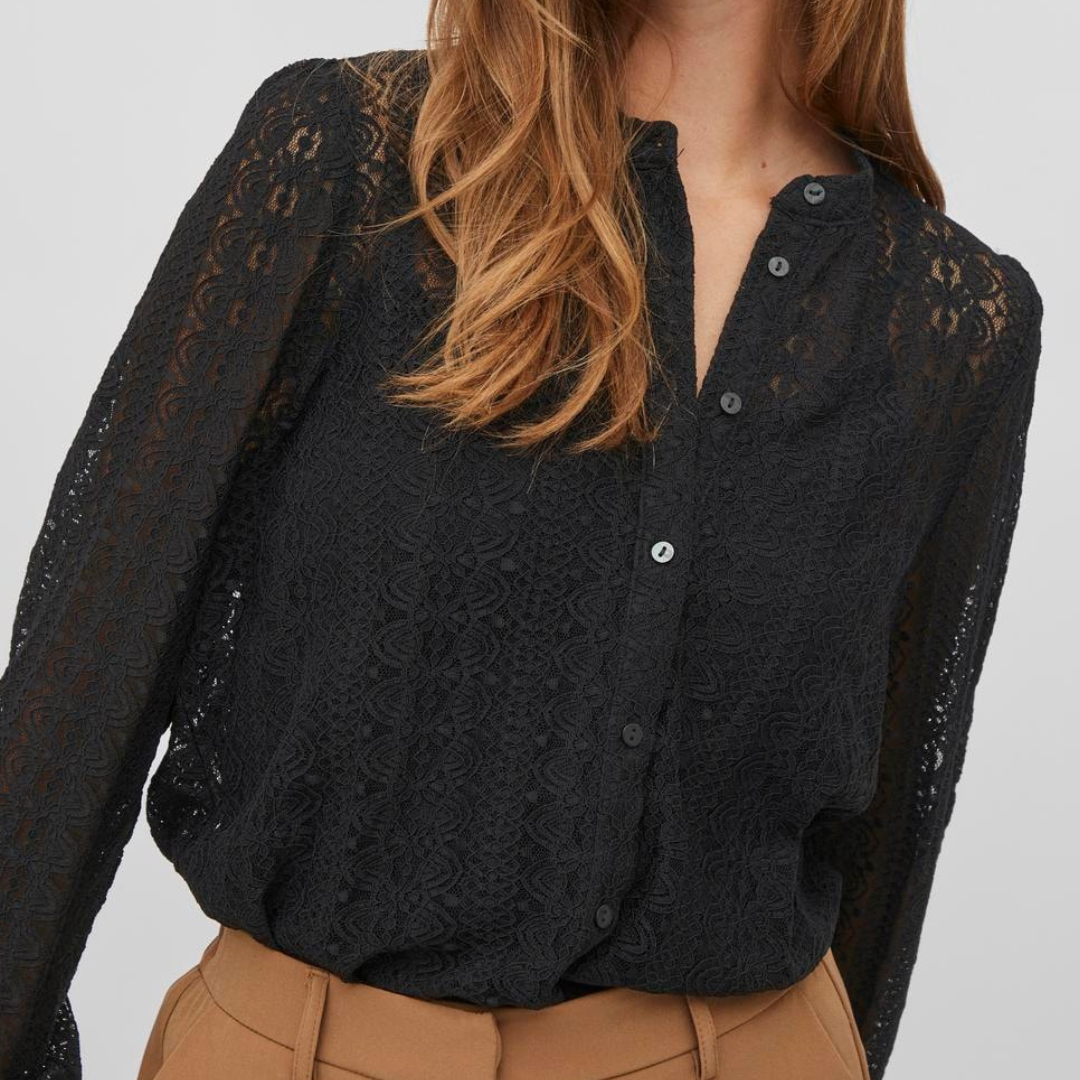 VILA - SKJORTE - CHIKKA LACE 14082977 - SORT