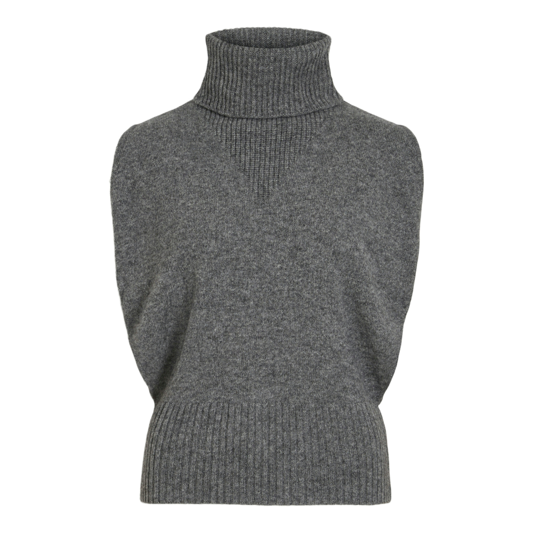 VILA ROUGE - STRIKVEST - CLEO 14098109 - MEDIUM GREY MELANGE