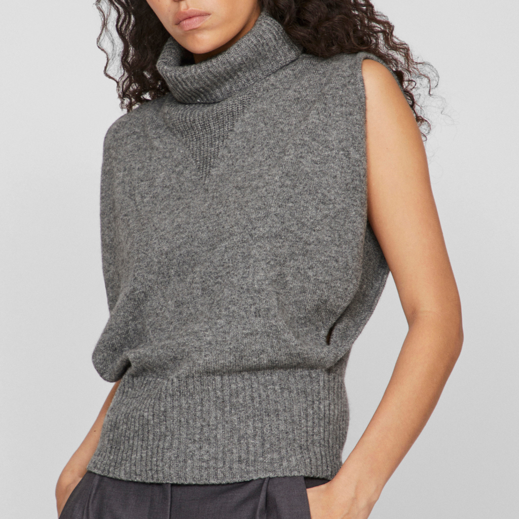 VILA ROUGE - STRIKVEST - CLEO 14098109 - MEDIUM GREY MELANGE