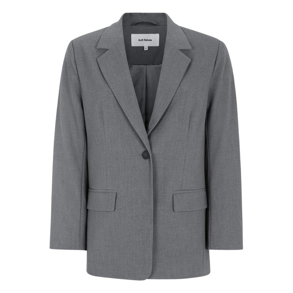 SOFT REBELS - BLAZER - VILJA LOOSE SRSS23-720 - MEDIUM GREY MELANGE