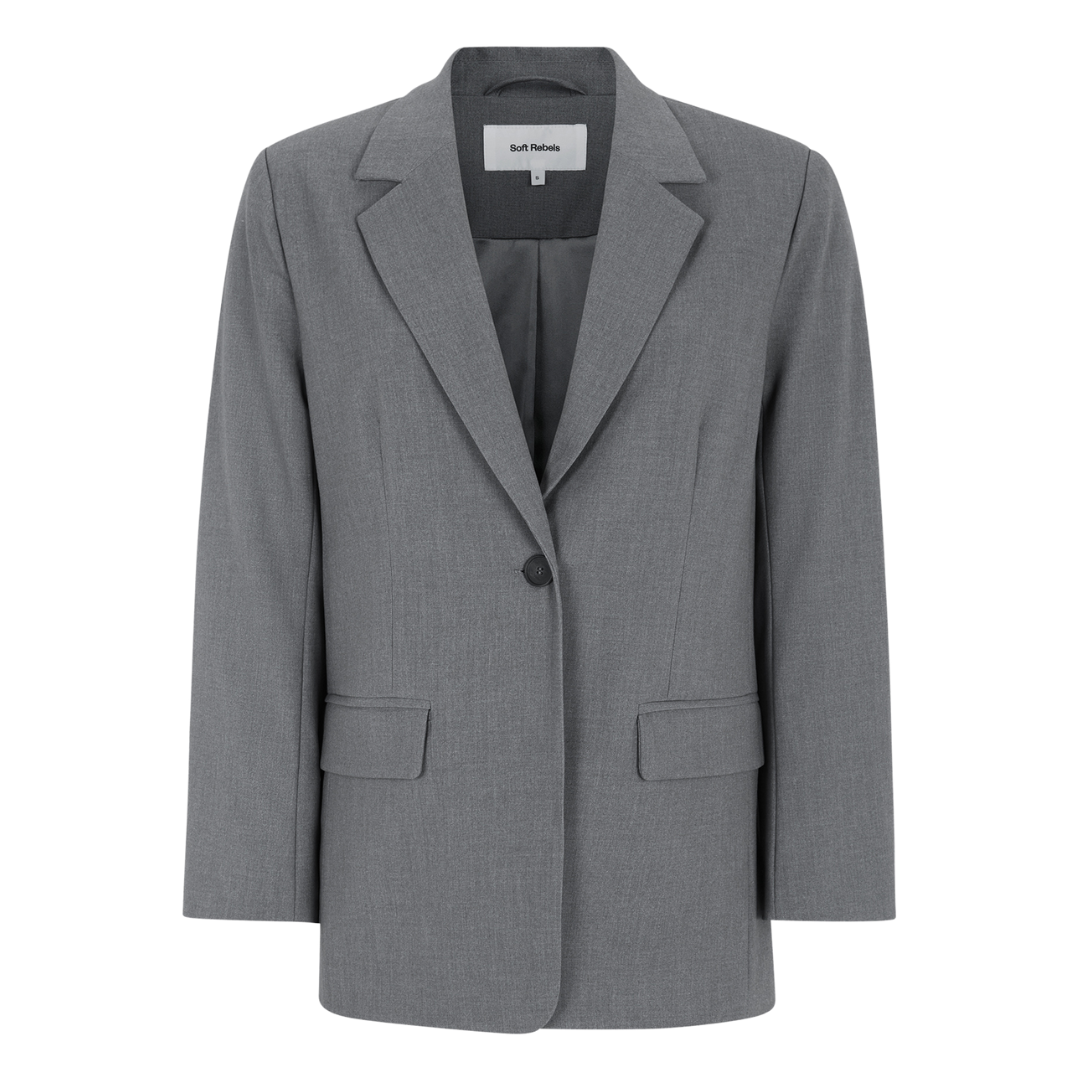 SOFT REBELS - BLAZER - VILJA LOOSE SRSS23-720 - MEDIUM GREY MELANGE