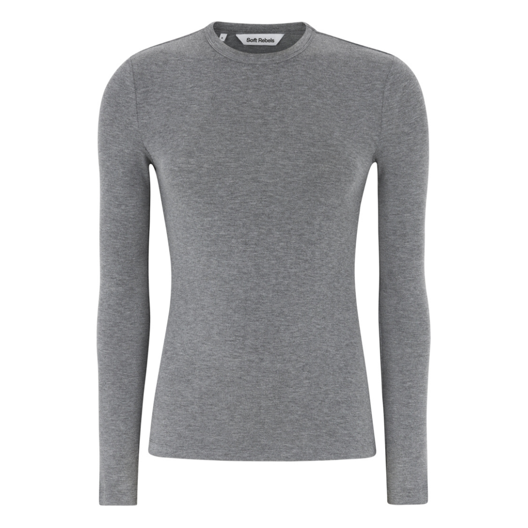SOFT REBELS - BLUSE - ROMAN SR424-300 - MEDIUM GREY MELANGE