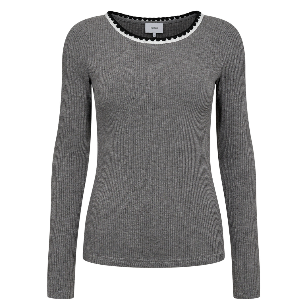 NÜMPH - BLUSE - PIPPA 704797 - MEDIUM GREY MELANGE
