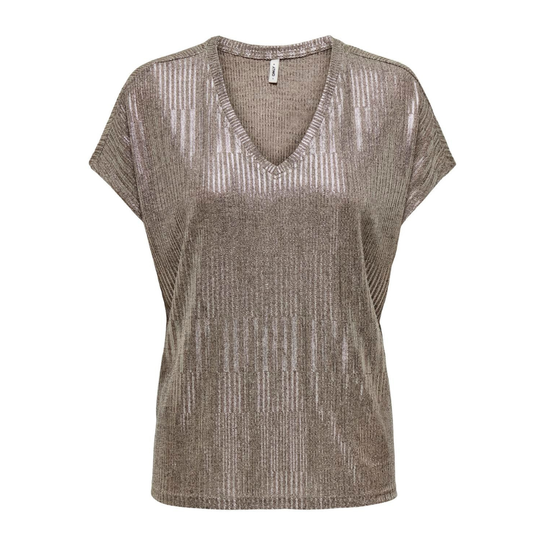ONLY - TOP - MIRINDA 15333628 - HUMUS DETAIL/SILVER METALLIC