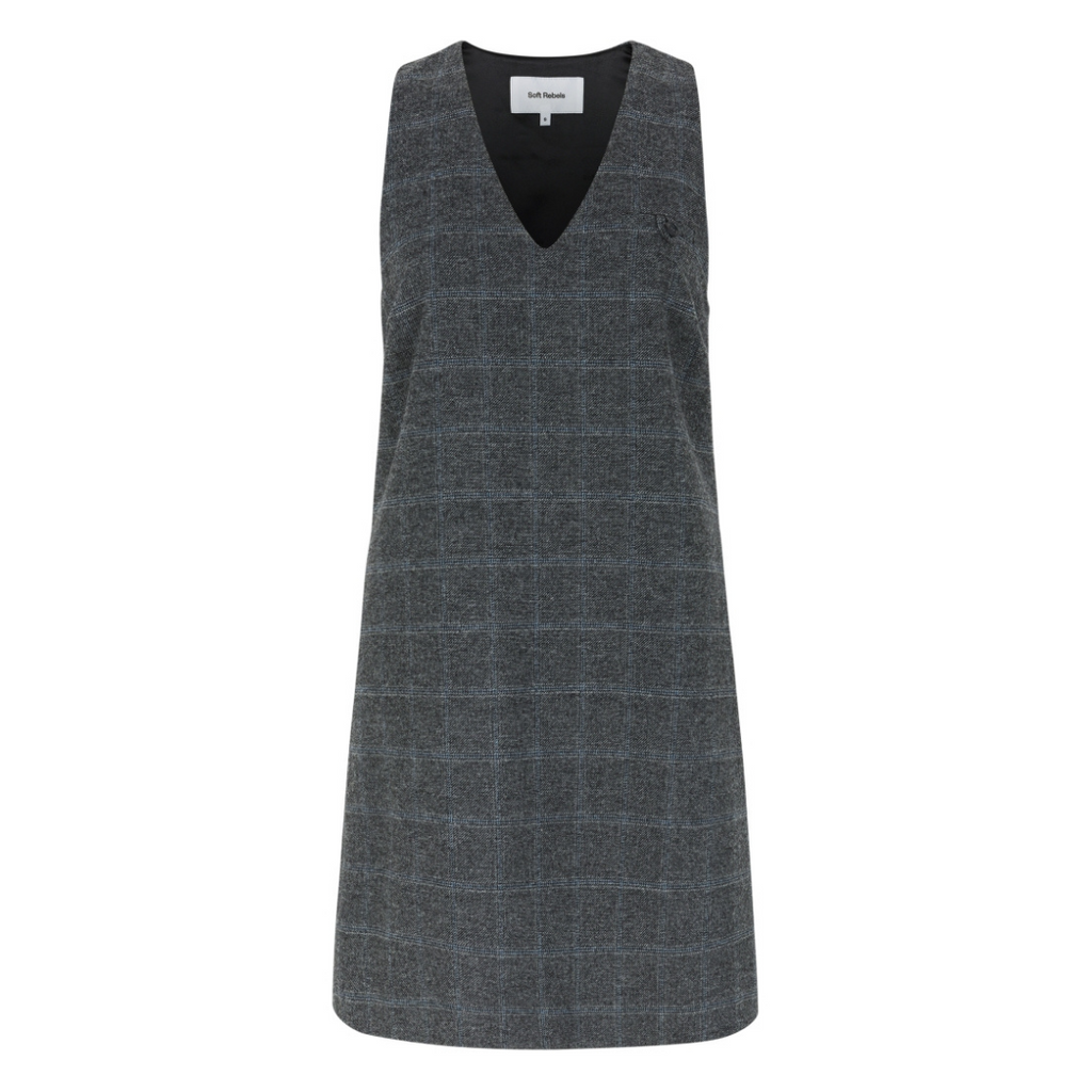 SOFT REBELS - SPENCERKJOLE - ANNIE SR524-730 - CHECKED GREY MELANGE