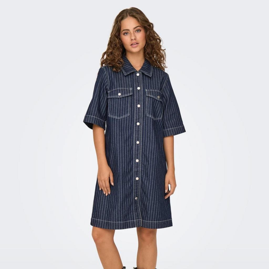 ONLY - DENIMKJOLE - BELLE 15347092 - DARK BLUE STRIPE