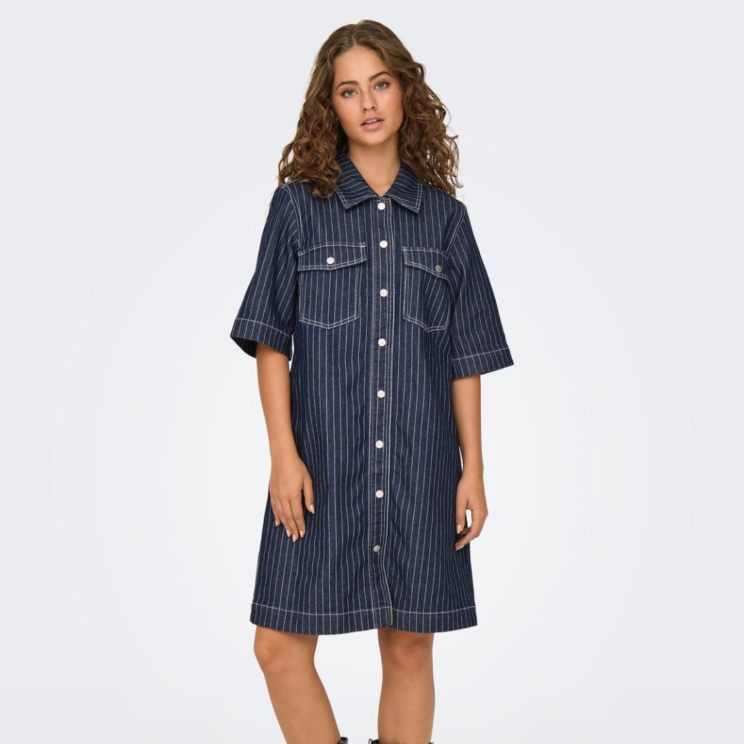 ONLY - DENIMKJOLE - BELLE 15347092 - DARK BLUE STRIPE