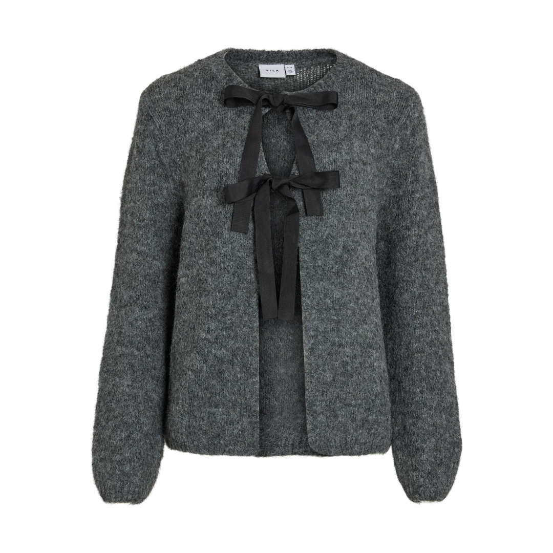 VILA - CARDIGAN - BOWS 14103180 - MEDIUM GREY MELANGE