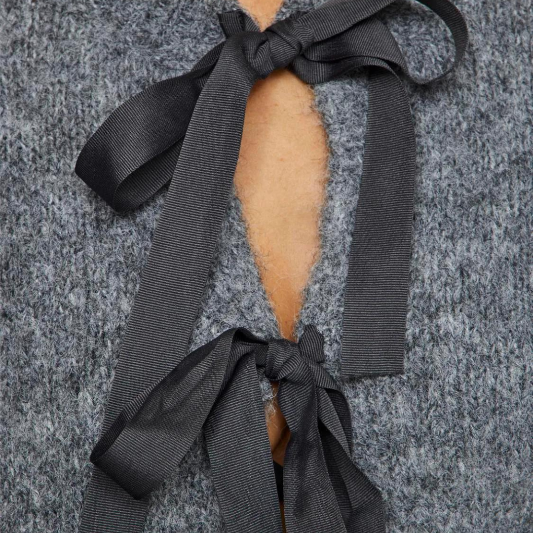 VILA - CARDIGAN - BOWS 14103180 - MEDIUM GREY MELANGE