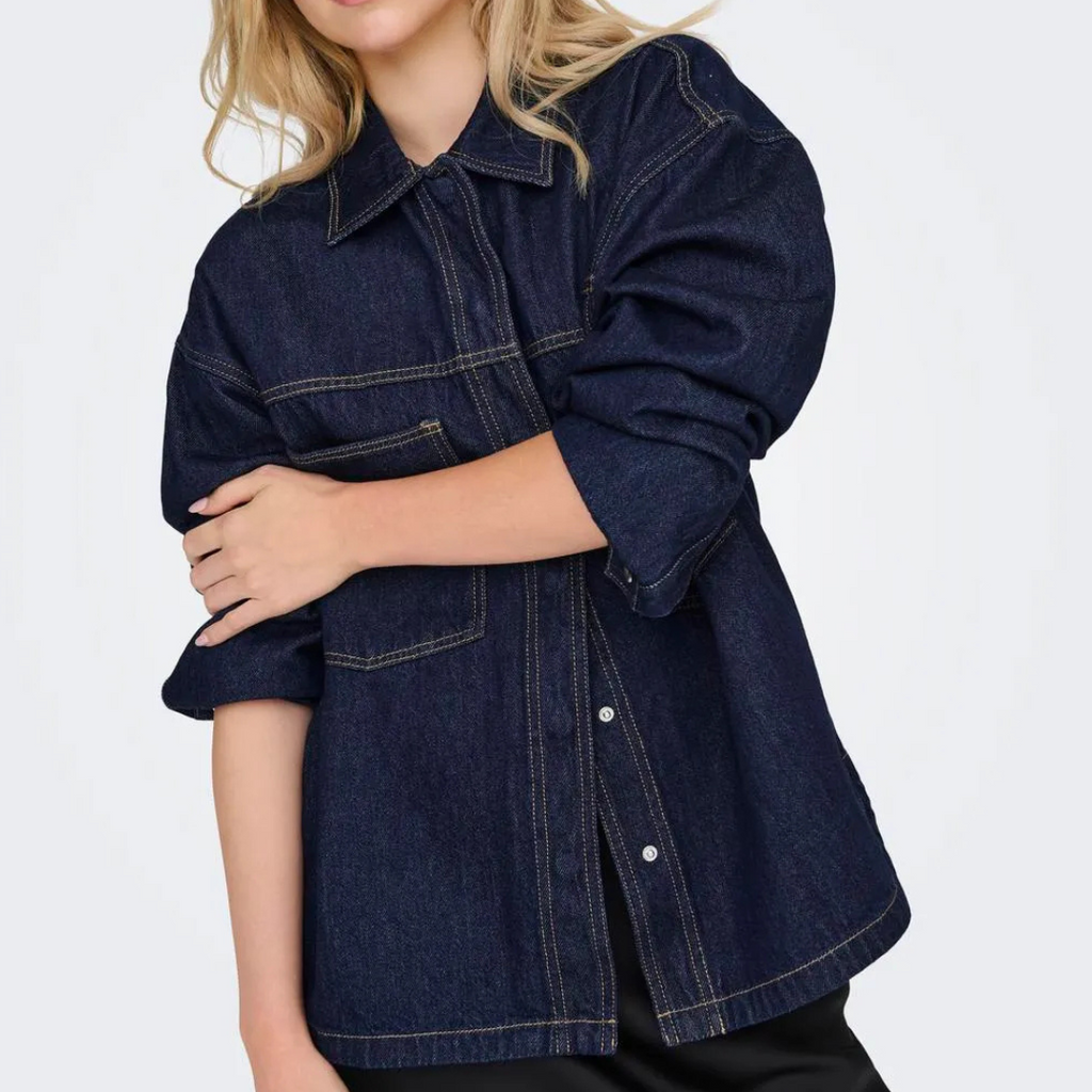 ONLY - SKJORTE - EMMIE 15337147 - DARK BLUE DENIM