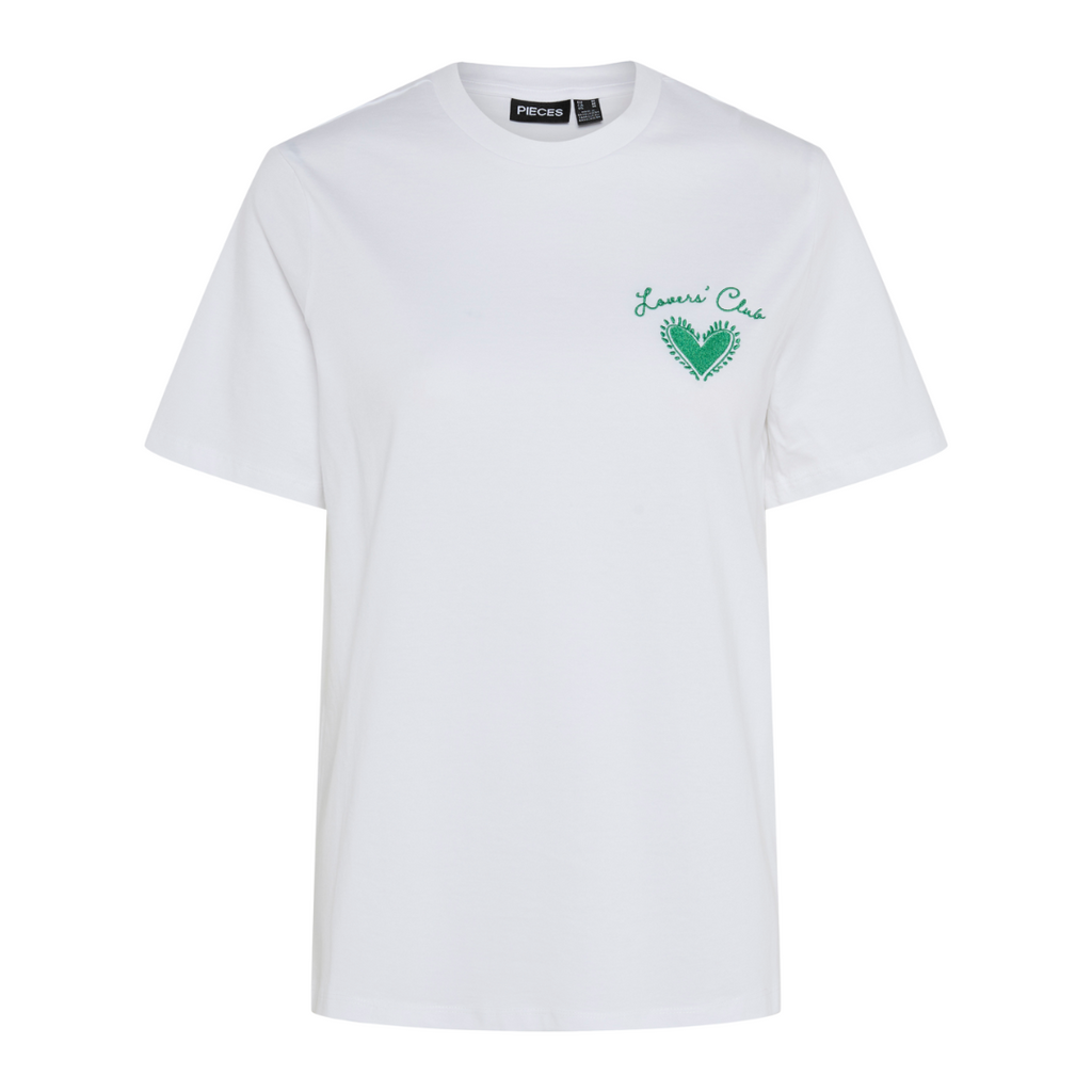 PIECES - T-SHIRT - SCARLETT 17155374 - BRIGHT WHITE/LOVERS CLUB HEART