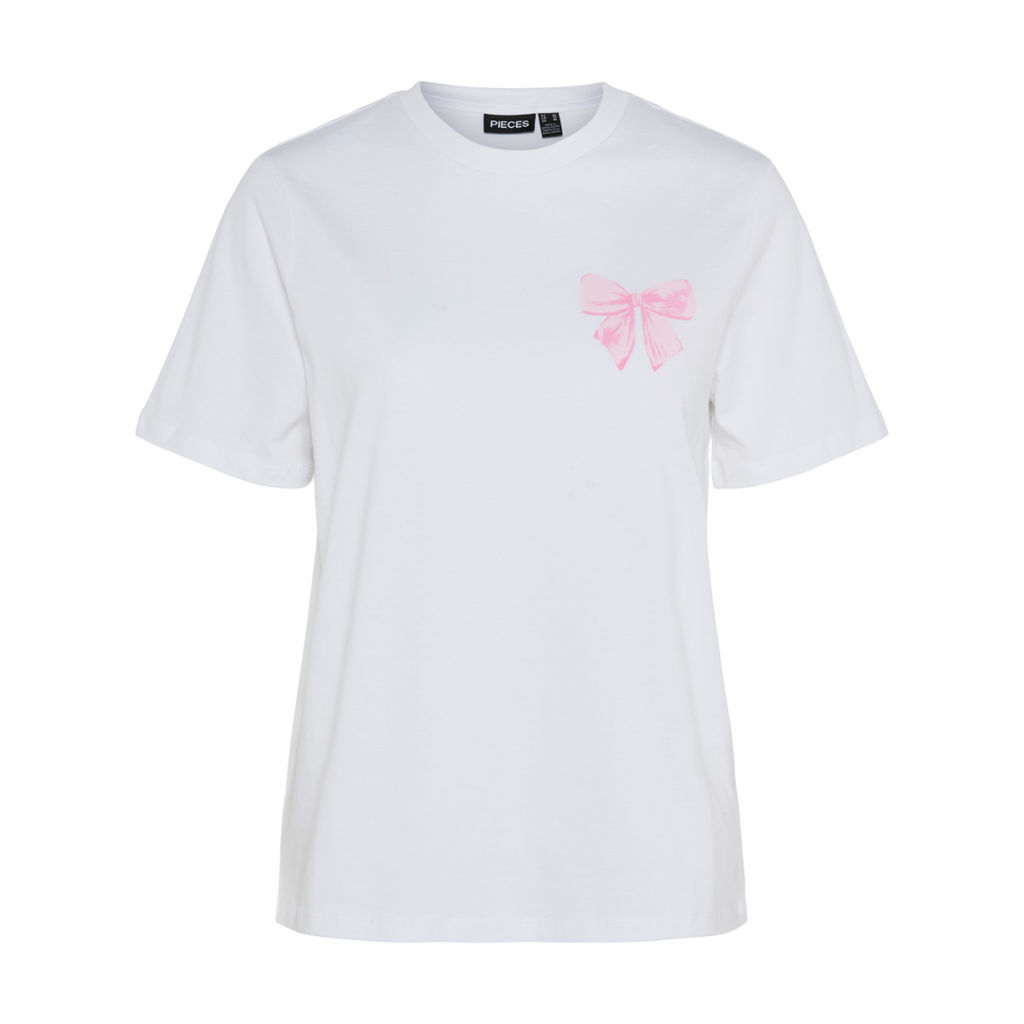 PIECES - T-SHIRT - SCARLETT 17155374 - BRIGHT WHITE/SMALL BOW