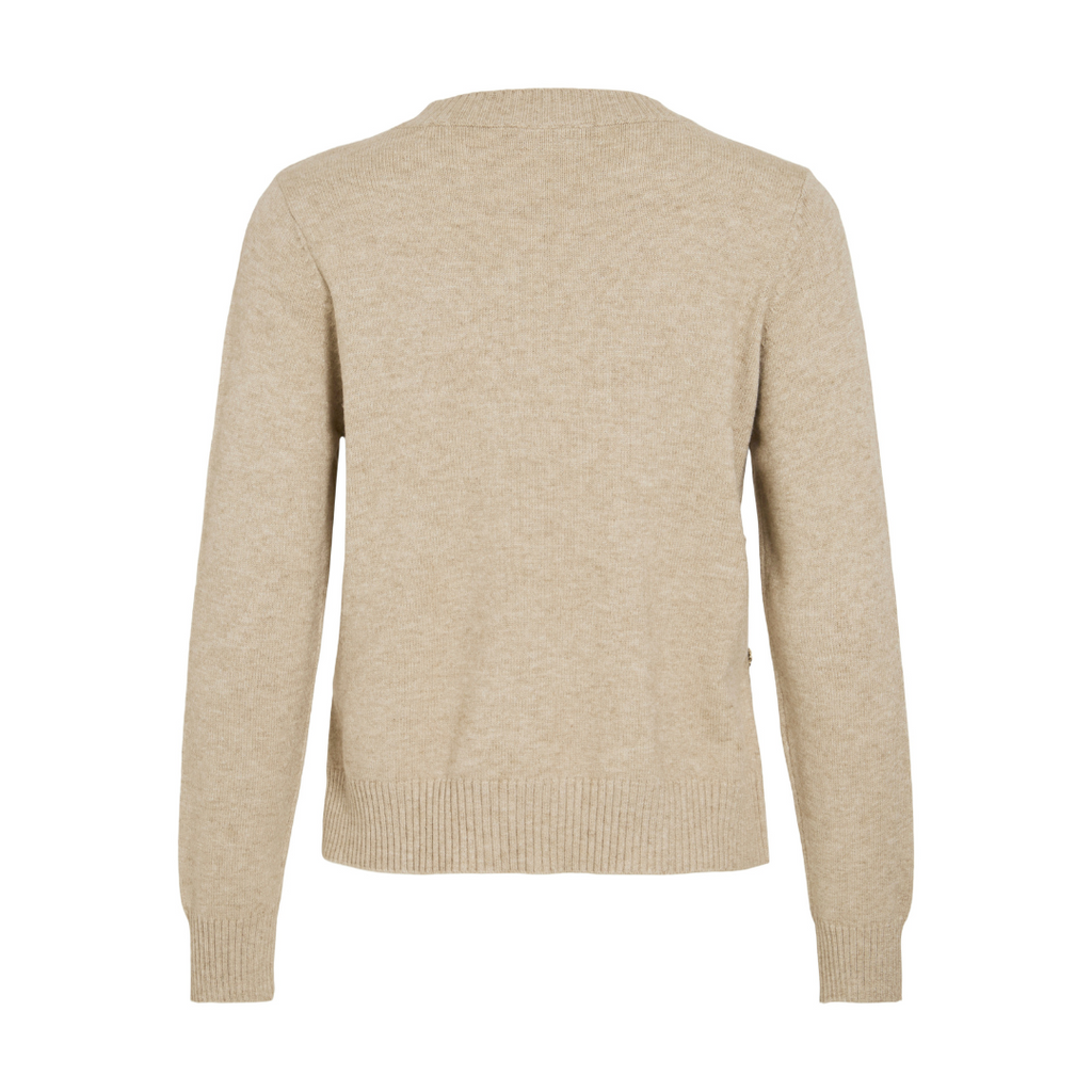 VILA - STRIK - RIL BUTTON 14104631 - NATURAL MELANGE