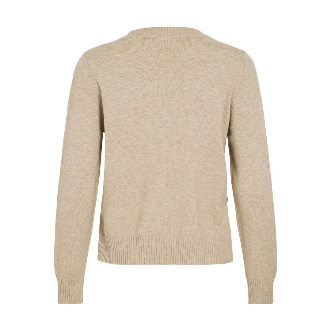 VILA - STRIK - RIL BUTTON 14104631 - NATURAL MELANGE